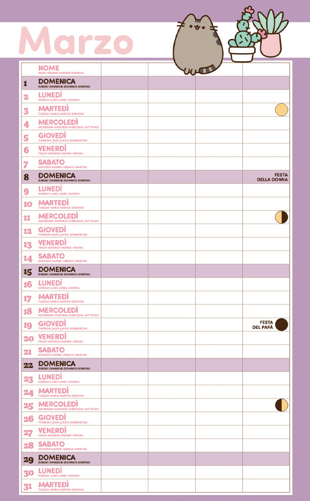 Calendario Agenda Pusheen 2027 - 14 mesi - immagine 2